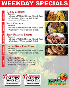 Weekday Specials - M&M Caribbean Food and Bakery Catering
